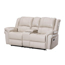 Happy Homes Monrose Reclining Leather Loveseat with Console Monrose - Off-White IMAGE 1