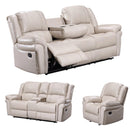 Happy Homes Monrose Reclining Leather Loveseat with Console Monrose - Off-White IMAGE 2