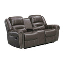 Happy Homes Lexington Reclining Leather Loveseat with Console Lexington Reclining Loveseat - Gray IMAGE 1