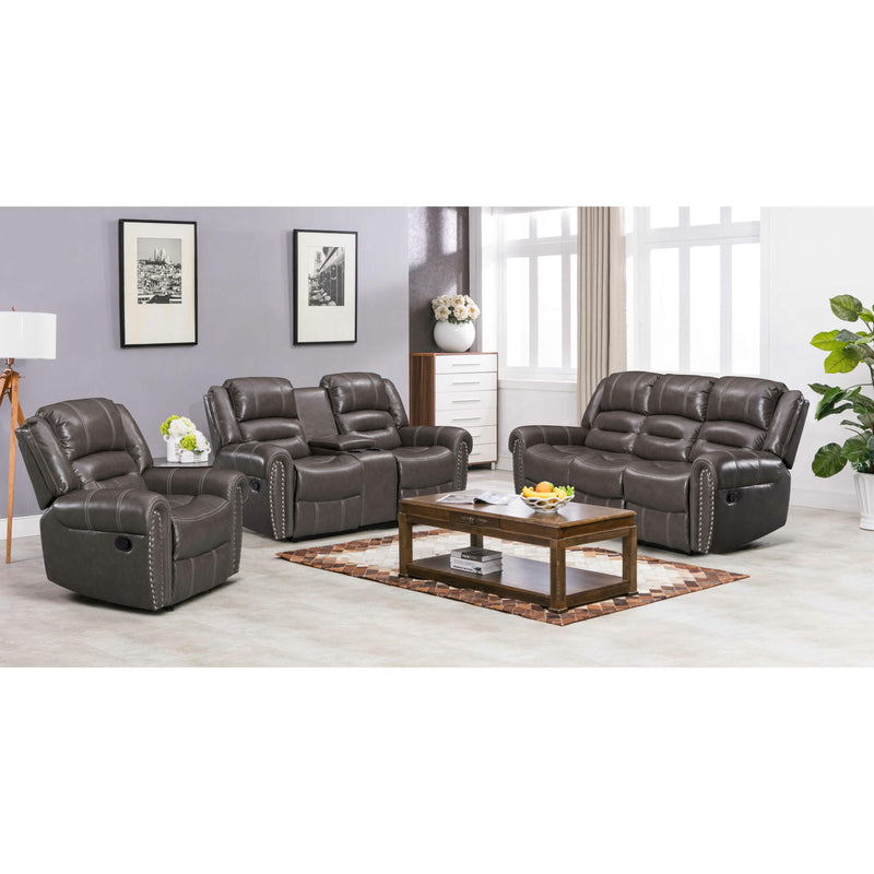 Happy Homes Lexington Reclining Leather Loveseat with Console Lexington Reclining Loveseat - Gray IMAGE 2