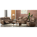 Happy Homes Rivercreek Reclining Fabric Loveseat with Console Rivercreek Reclining Loveseat - Brown IMAGE 2