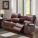 Happy Homes Santiago Reclining Leather Sofa Santiago Reclining Sofa - Brown IMAGE 1
