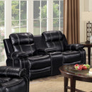 Happy Homes Samuel Reclining Fabric Loveseat with Console Samuel - Black IMAGE 1