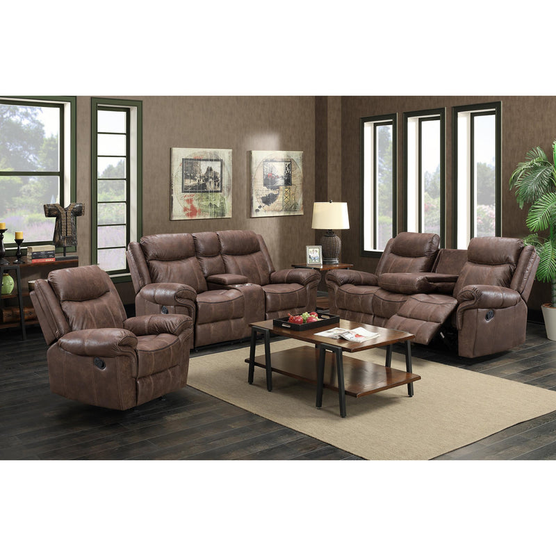Happy Homes Liberty Reclining Fabric and Leather Look Loveseat with Console Liberty IMAGE 2