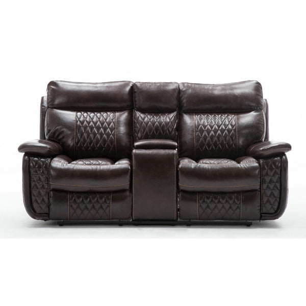 Happy Homes Havana Reclining Leather Loveseat with Console Havana IMAGE 1