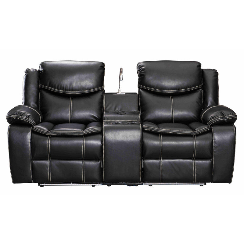 Happy Homes Evolution Power Reclining Fabric Loveseat with Console Evolution LED Lighting Power Reclining Loveseat - Black IMAGE 1