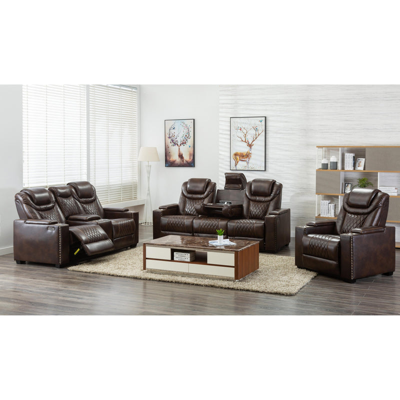 Happy Homes Echo Power Reclining Leather Look Loveseat with Console Echo - Brown IMAGE 2