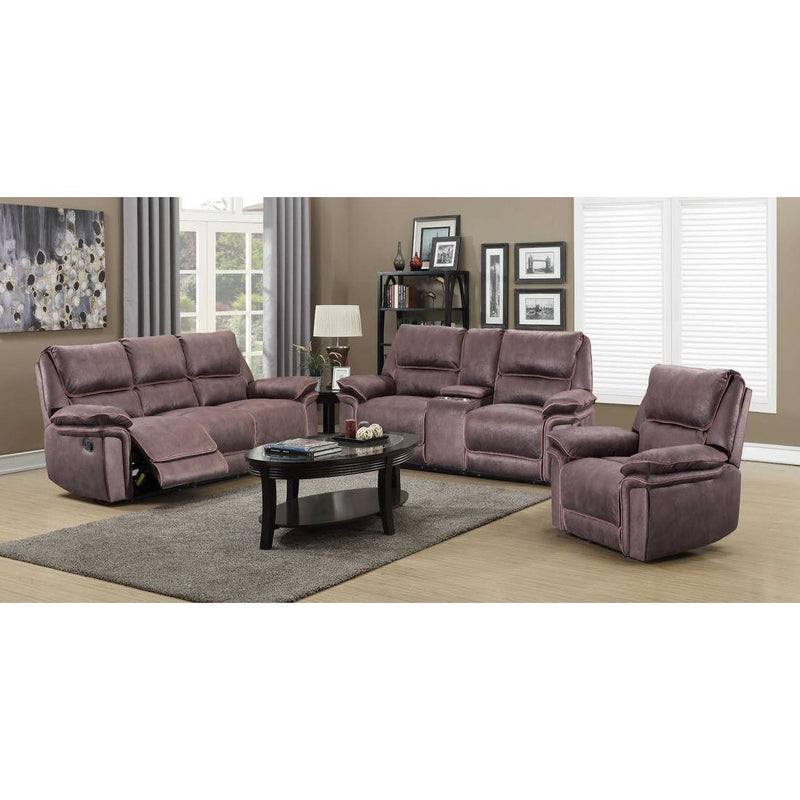 Happy Homes Karla Reclining Fabric Loveseat with Console Karla Reclining Loveseat - Brown IMAGE 2