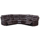 Happy Homes Kendall Reclining Leather Look 3 pc Sectional Kendall 3 pc Reclining Sectional - Brown IMAGE 1