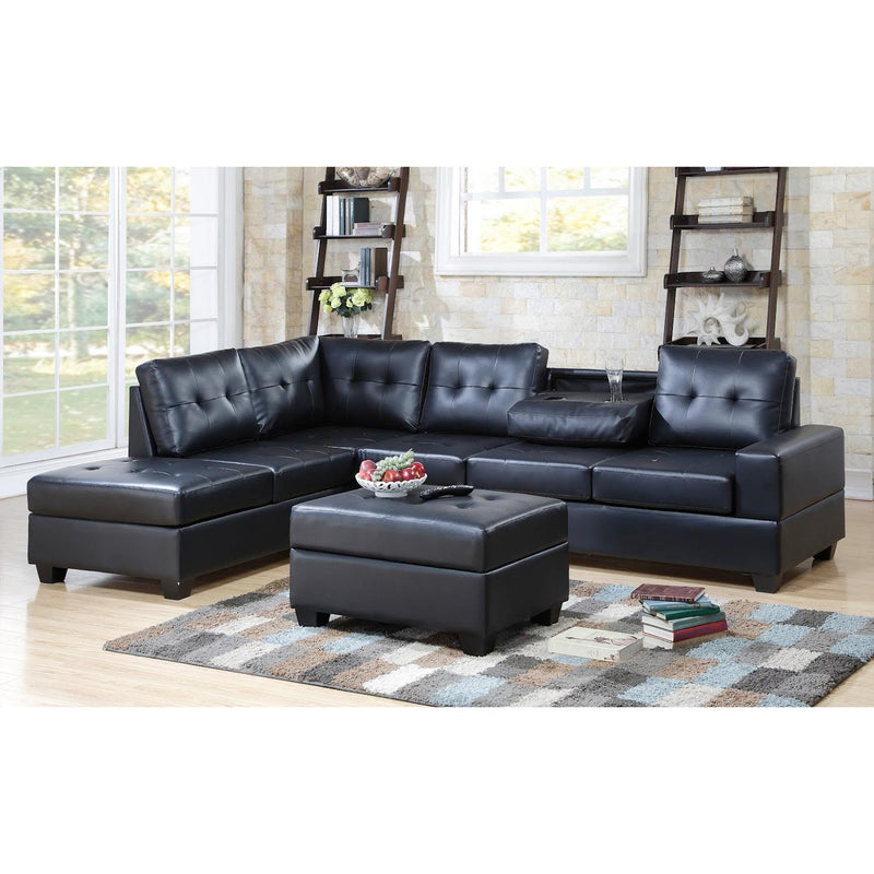 Happy Homes Heights Polyurethane 2 pc Sectional Heights - Black IMAGE 1