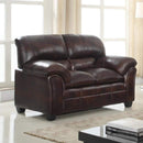 Happy Homes Parker Stationary Leather Look Loveseat Parker Loveseat - Brown IMAGE 1