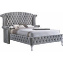 Happy Homes Diamond Palace Queen Upholstered Bed Diamond Palace Queen Bed - Gray IMAGE 1