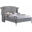Happy Homes Diamond Palace King Upholstered Bed Diamond Palace King Bed - Gray IMAGE 1