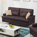 Happy Homes Skyhouse Stationary Leather Look Sofa Skyhouse Sofa - Brown IMAGE 1