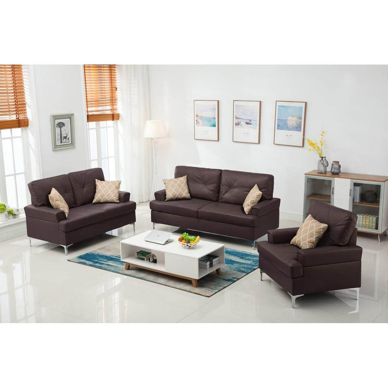 Happy Homes Skyhouse Stationary Leather Look Loveseat Skyhouse Loveseat - Brown IMAGE 2