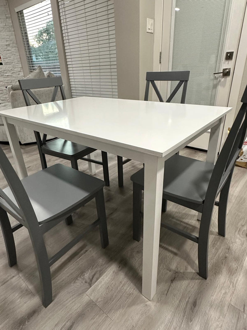 Solid Wood Dining Table White Table with Grey Chairs Clearance