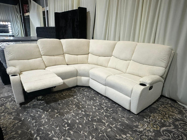 Beige Fabric Reclining Sectional Sofa