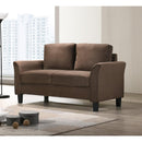Happy Homes Denmark Stationary Fabric Loveseat Denmark - Brown IMAGE 1