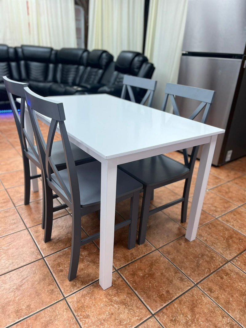 Solid Wood Dining Table White Table with Grey Chairs Clearance