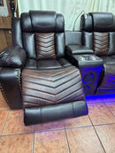 Two Tone Brown Power Reclining Sectional Sofa