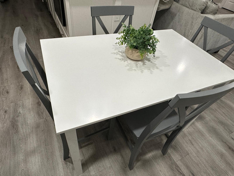 Solid Wood Dining Table White Table with Grey Chairs Clearance