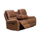 New Era Innovations Amadora Reclining Leather Look Sofa Amadora S5083 Sofa with Drop Down Table - Tan IMAGE 1