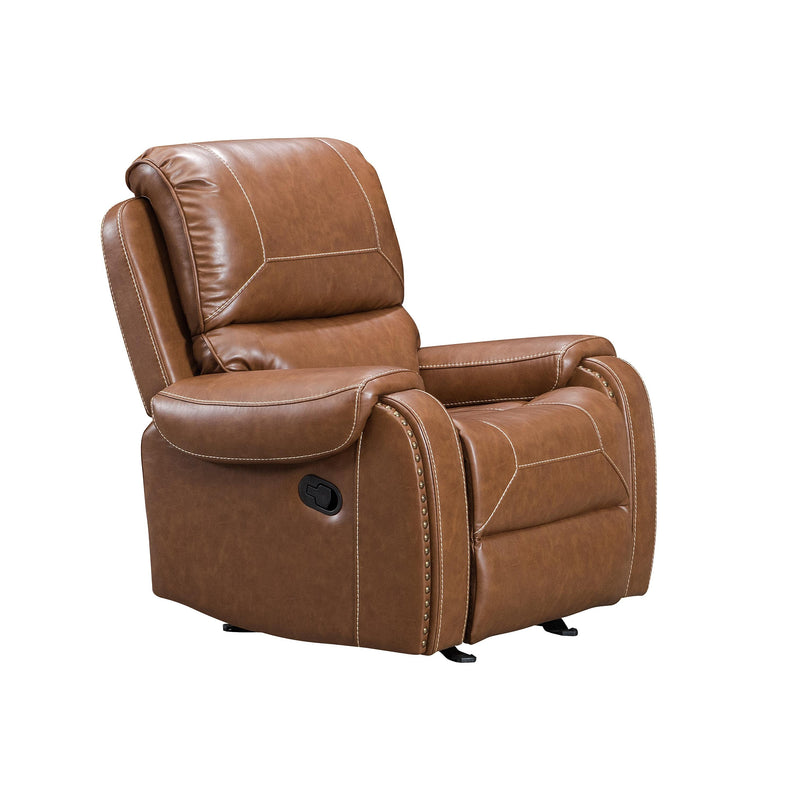 New Era Innovations Amadora Swivel Rocker Leather Look Recliner Amadora S5083 Swivel Rocker Recliner - Tan IMAGE 1