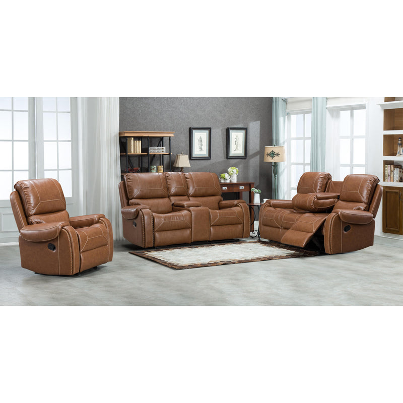 New Era Innovations Amadora Swivel Rocker Leather Look Recliner Amadora S5083 Swivel Rocker Recliner - Tan IMAGE 2