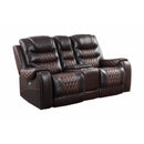 New Era Innovations Glendale Power Reclining Leather Loveseat with Console Glendale S4440 Power Reclining Loveseat - Dark Brown/Light Brown IMAGE 1