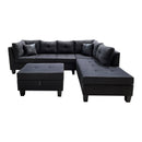 New Era Innovations Mio Fabric 3 pc Sectional Mio S507 3 pc Sectional with Ottoman- Black IMAGE 1