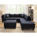 New Era Innovations Mio Fabric 3 pc Sectional Mio S507 3 pc Sectional with Ottoman- Black IMAGE 2
