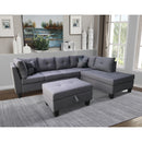 New Era Innovations Mio Fabric 3 pc Sectional Mio S507 3 pc Sectional with Ottoman- Grey IMAGE 2