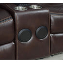 New Era Innovations Party Time Power Reclining Leather Look Loveseat with Console Party Time S2020 Power Reclining Loveseat - Brown IMAGE 3