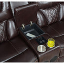 New Era Innovations Party Time Power Reclining Leather Look Loveseat with Console Party Time S2020 Power Reclining Loveseat - Brown IMAGE 4