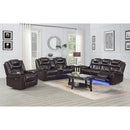 New Era Innovations Party Time Power Reclining Leather Look Loveseat with Console Party Time S2020 Power Reclining Loveseat - Brown IMAGE 5