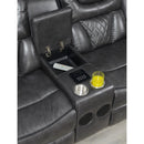 New Era Innovations Party Time Power Reclining Leather Look Loveseat with Console Party Time S2020 Power Reclining Loveseat - Grey IMAGE 3