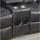 New Era Innovations Party Time Power Reclining Leather Look Loveseat with Console Party Time S2020 Power Reclining Loveseat - Grey IMAGE 4