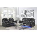 New Era Innovations Party Time Power Reclining Leather Look Loveseat with Console Party Time S2020 Power Reclining Loveseat - Grey IMAGE 5
