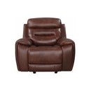New Era Innovations Rosewood Glider Leather Match Recliner Rosewood S2226 Power Glider Recliner - Light Brown IMAGE 1