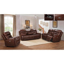 New Era Innovations Rosewood Glider Leather Match Recliner Rosewood S2226 Power Glider Recliner - Light Brown IMAGE 2