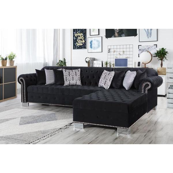 Nova Wholesale Furniture Lara Fabric 2 pc Sectional LARA BLACK IMAGE 3