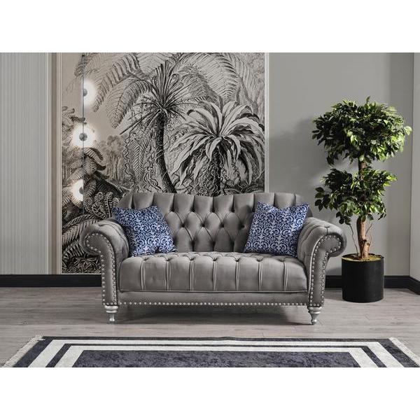 Nova Wholesale Furniture Juliette Stationary Fabric Loveseat Juliette Loveseat - Grey IMAGE 3