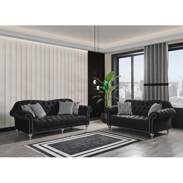Nova Wholesale Furniture Juliette Stationary Fabric Sofa Juliette Sofa - Black IMAGE 5