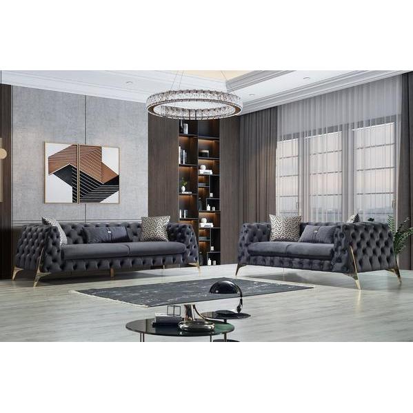 Nova Wholesale Furniture Iris Stationary Fabric Loveseat Iris IRIS-GRAY Loveseat - Charcoal IMAGE 11