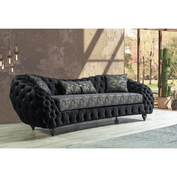Nova Wholesale Furniture Dalia Stationary Fabric Sofa Dalia DALIA-BLACK Sofa - Black IMAGE 4