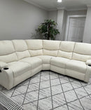 Beige Fabric Reclining Sectional Sofa
