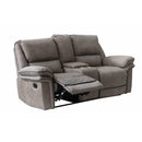 Happy Homes Victoria Reclining Fabric Loveseat with Console Victoria Reclining Loveseat - Grey IMAGE 1