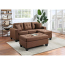 Happy Homes Naomi Fabric Sectional Naomi Sectional with Ottoman - Brown IMAGE 1
