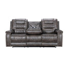 Happy Homes Ashley Reclining Leather Look Sofa Ashley-Grey-S IMAGE 2