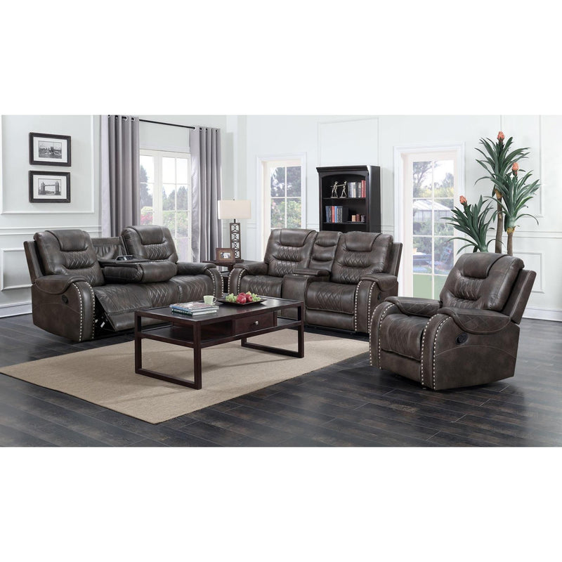 Happy Homes Ashley Reclining Leather Look Sofa Ashley-Grey-S IMAGE 4